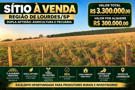 Fazenda/Sítio com 2 Quartos à venda, 266200m² no Área Rural de Lourdes, Lourdes