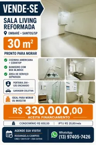 Apartamento com 1 Quarto à venda, 30m² no Embaré, Santos