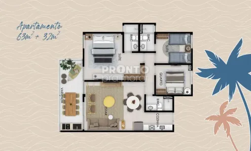 Flat com 2 Quartos à venda, 63m² no Centro, Ipojuca