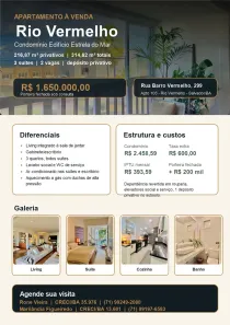 Apartamento com 3 Quartos à venda, 216m² no Rio Vermelho, Salvador
