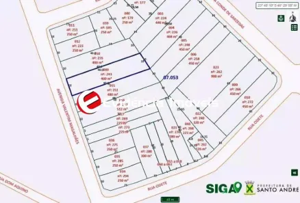 Lote/Terreno à venda, 400m² no Vila Guarani, Santo André