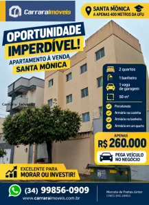 Apartamento com 2 Quartos à venda, 50m² no Santa Mônica, Uberlândia
