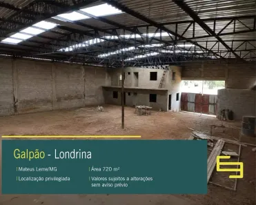 Galpão/Depósito/Armazém para alugar, 720m² no Londrina, Mateus Leme