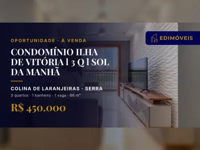 Apartamento com 3 Quartos à venda, 66m² no Colina de Laranjeiras, Serra