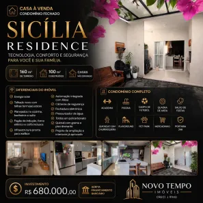 Casa de Condomínio com 3 Quartos à venda, 100m² no Condomínio Residencial Sicília Residence, Cuiabá