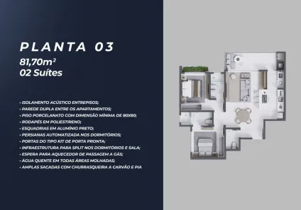 Apartamento com 2 Quartos à venda, 81m² no Pedra Branca, Palhoça