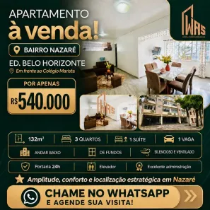 Apartamento com 3 Quartos à venda, 132m² no Nazaré, Belém