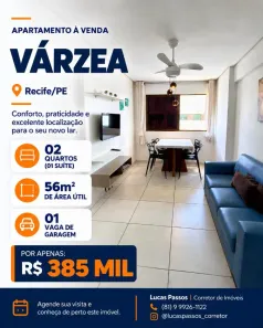 Apartamento com 2 Quartos à venda, 56m² no Várzea, Recife
