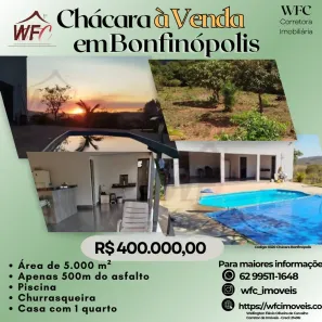 Fazenda/Sítio com 1 Quarto à venda, 5000m² no , Bonfinópolis