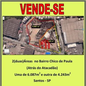 Lote/Terreno à venda, 4000m² no Chico de Paula, Santos