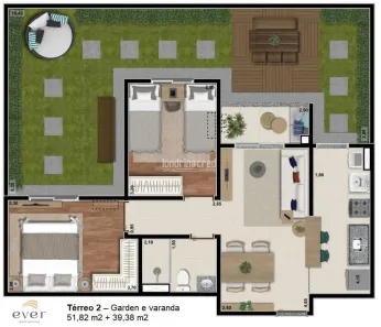 Apartamento com 2 Quartos à venda, 56m² no Pacaembu, Londrina