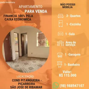 Apartamento com 2 Quartos à venda, 45m² no Vila Piçarreira, São José de Ribamar