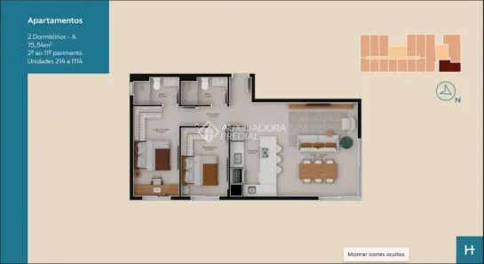 Apartamento com 2 Quartos à venda, 76m² no Pedra Branca, Palhoça