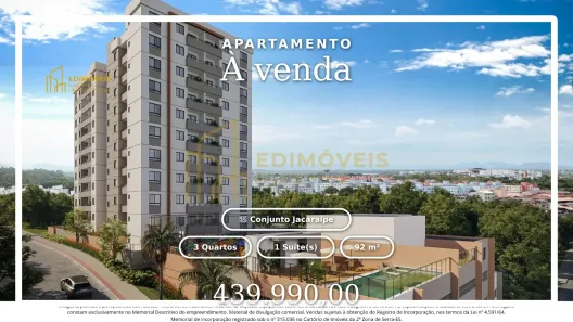 Apartamento com 3 Quartos à venda, 92m² no Conjunto Jacaraípe, Serra