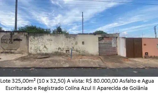 Lote/Terreno à venda, 325m² no Colina Azul, Aparecida de Goiânia