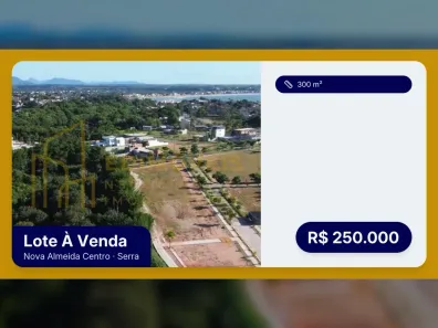 Lote/Terreno à venda, 300m² no Nova Almeida Centro, Serra