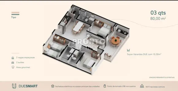 Apartamento com 3 Quartos à venda, 80m² no Centro, Ipojuca