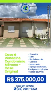 Casa de Condomínio com 2 Quartos à venda, 50m² no Parque Residencial das Nações Indígenas, Cuiabá