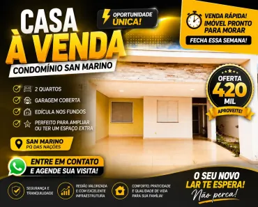 Casa de Condomínio com 2 Quartos à venda, 90m² no Parque Residencial das Nações Indígenas, Cuiabá