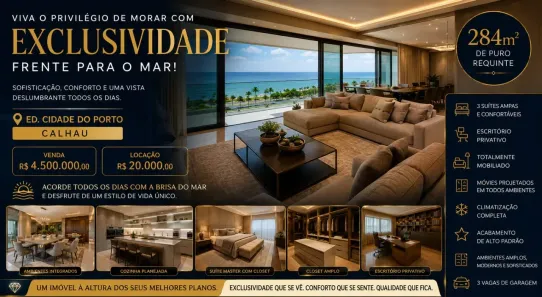 Apartamento com 3 Quartos para alugar, 284m² no Calhau, São Luís