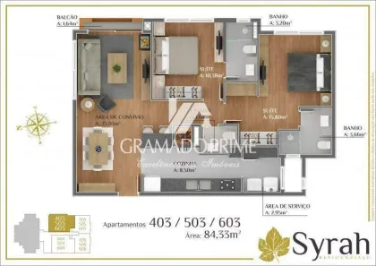 Apartamento com 2 Quartos à venda, 84m² no Lagos do Bosque, Gramado