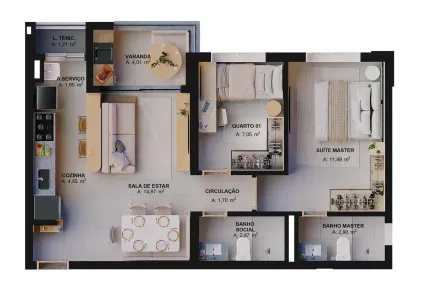 Apartamento com 2 Quartos à venda, 63m² no Alto da Glória, Goiânia