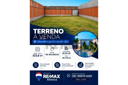 Lote/Terreno à venda, 323m² no Quintas de São José, Ribeirão Preto