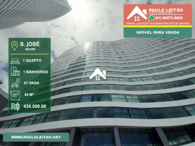 Apartamento com 1 Quarto à venda, 34m² no São José, Recife