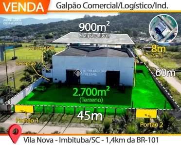 Sala Comercial à venda, 900m² no Vila Nova, Imbituba
