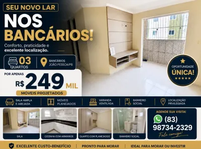 Apartamento com 3 Quartos à venda, 75m² no Bancários, João Pessoa