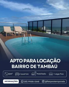 Apartamento com 2 Quartos para alugar, 55m² no Tambaú, João Pessoa
