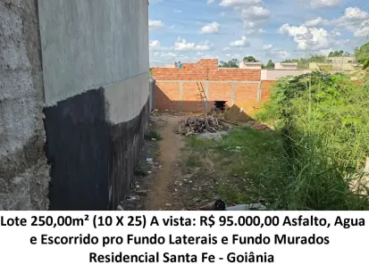 Lote/Terreno à venda, 250m² no Residencial Santa Fé I, Goiânia