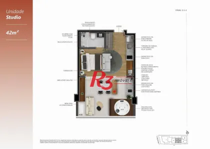 Apartamento com 1 Quarto à venda, 42m² no Boqueirão, Santos