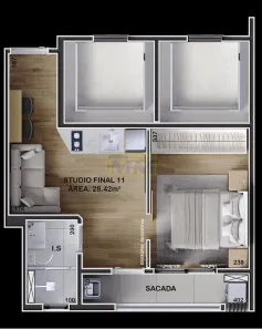 Apartamento com 1 Quarto à venda, 30m² no Bacacheri, Curitiba
