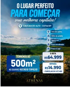 Lote/Terreno à venda, 500m² no Jardim Monte Verde (Caucaia do Alto), Cotia