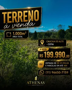 Lote/Terreno à venda, 1000m² no dos Mendes (Caucaia do Alto), Cotia
