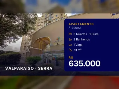Apartamento com 3 Quartos à venda, 73m² no Valparaíso, Serra