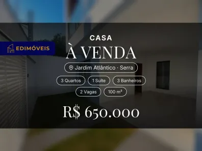 Casa com 3 Quartos à venda, 100m² no Jardim Atlântico, Serra