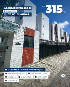 Apartamento com 3 Quartos à venda, 72m² no Água Fria, João Pessoa