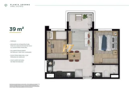 Apartamento com 2 Quartos à venda, 39m² no Bom Retiro, São Paulo