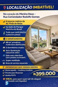 Apartamento com 2 Quartos à venda, 69m² no Menino Deus, Porto Alegre