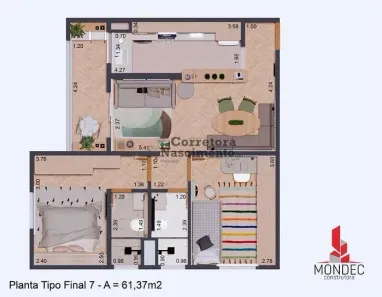 Apartamento com 2 Quartos à venda, 61m² no Jardim Santa Maria, Jacareí