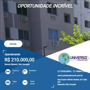 Apartamento com 2 Quartos à venda, 45m² no Neves (Neves), São Gonçalo