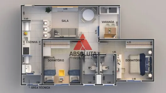 Apartamento com 2 Quartos à venda, 60m² no Balneário Salto Grande, Americana