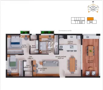 Apartamento com 3 Quartos à venda, 111m² no Pedra Branca, Palhoça