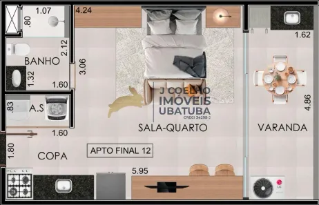 Apartamento com 1 Quarto à venda, 37m² no Tenório, Ubatuba