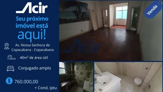 Kitnet com 1 Quarto à venda, 40m² no Copacabana, Rio de Janeiro