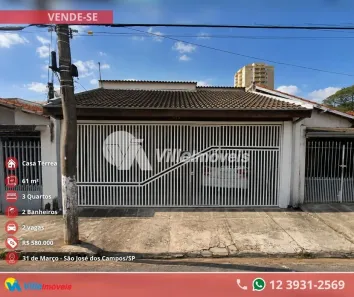 Casa com 3 Quartos à venda, 61m² no Conjunto Residencial Trinta e Um de Março, São José dos Campos