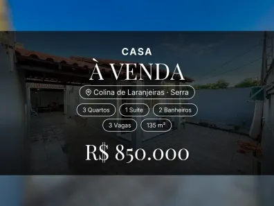 Casa com 3 Quartos à venda, 135m² no Colina de Laranjeiras, Serra