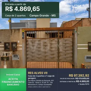 Casa com 2 Quartos à venda, 57m² no Vila Moreninha IV, Campo Grande